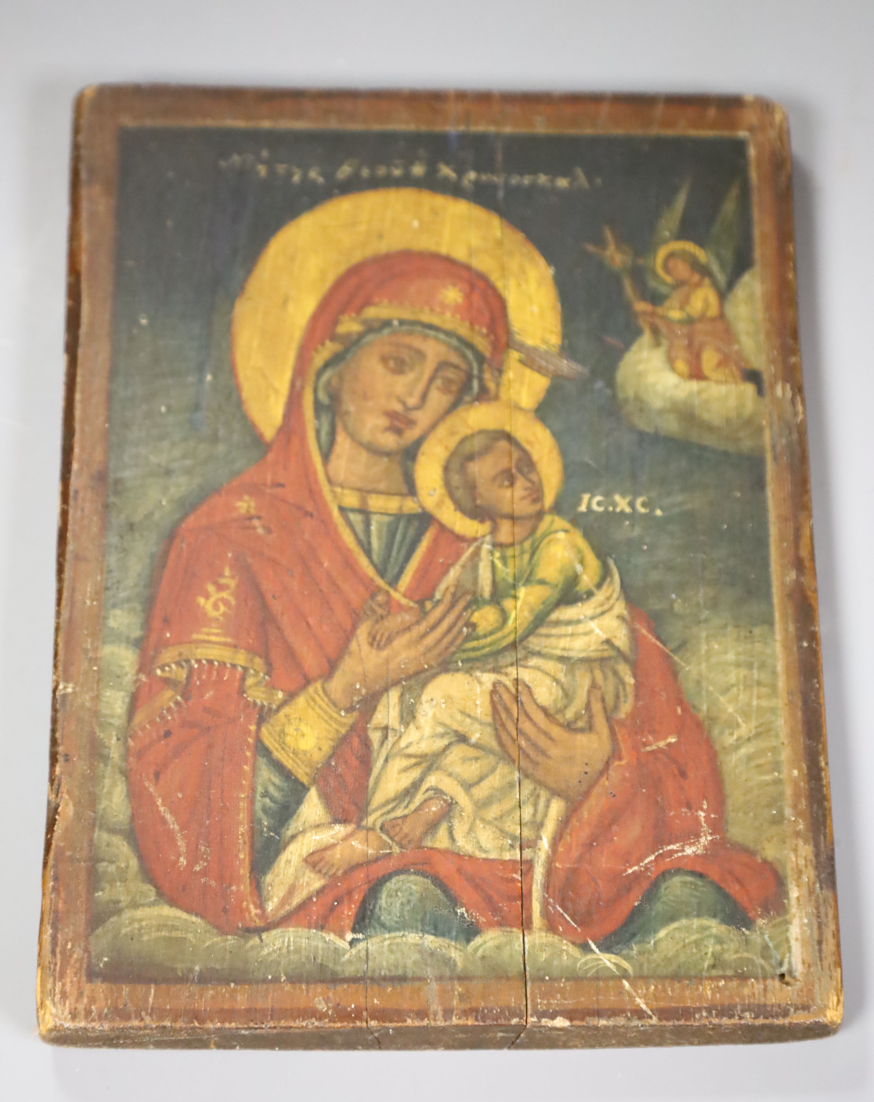 A painted wood icon, 24 x 18cm